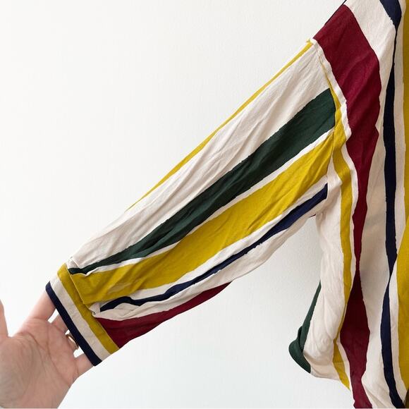 Zara multicolor wrap top blouse size M 3/4 sleeves - Picture 6 of 7